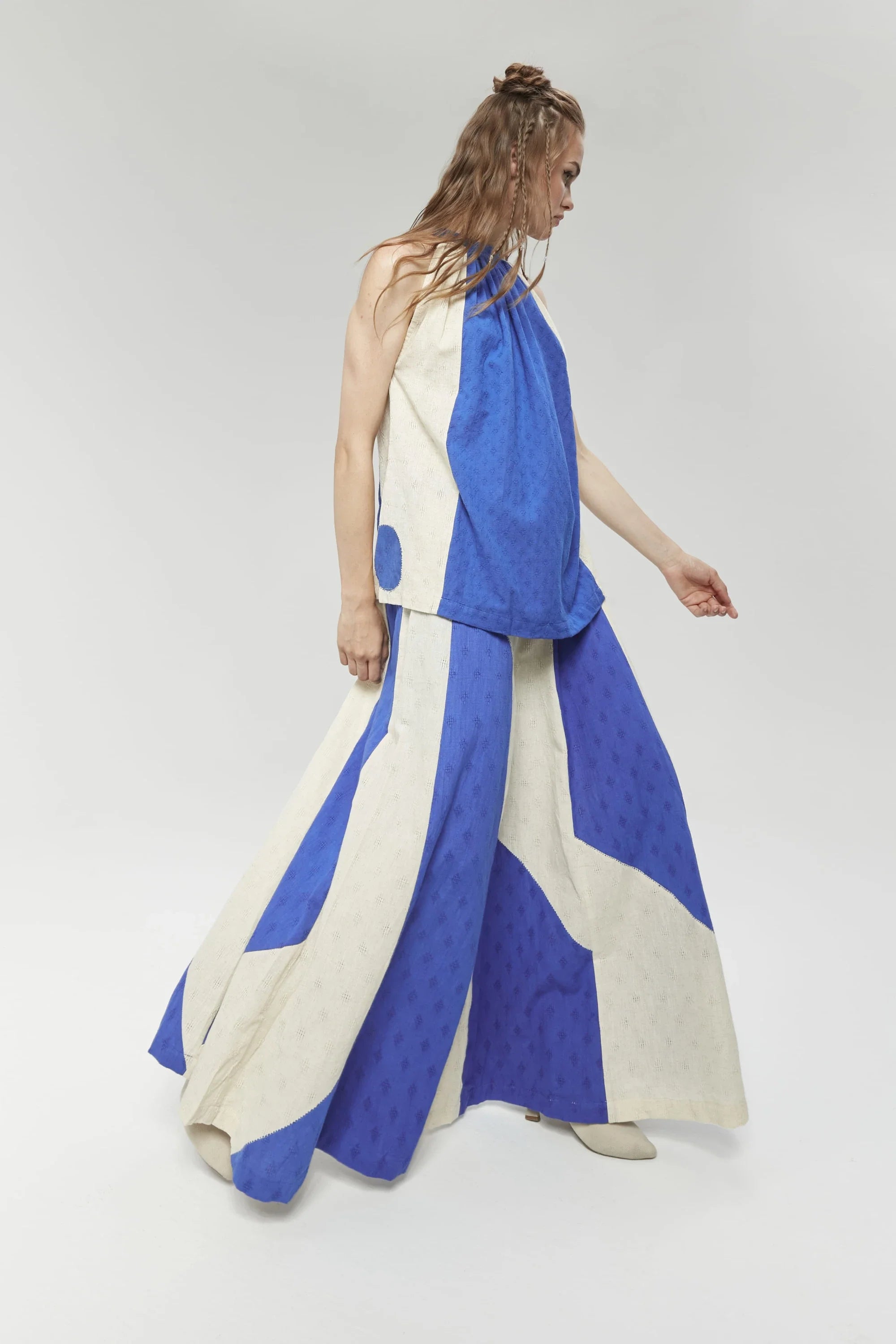 Blue Sydney Top in handwoven Dobby Cotton by White Canvas - Image 4