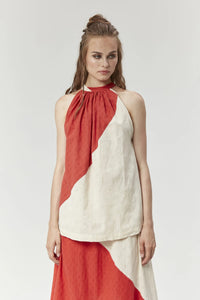Red Sydney Top in handwoven Dobby Cotton by White Canvas - Image 1