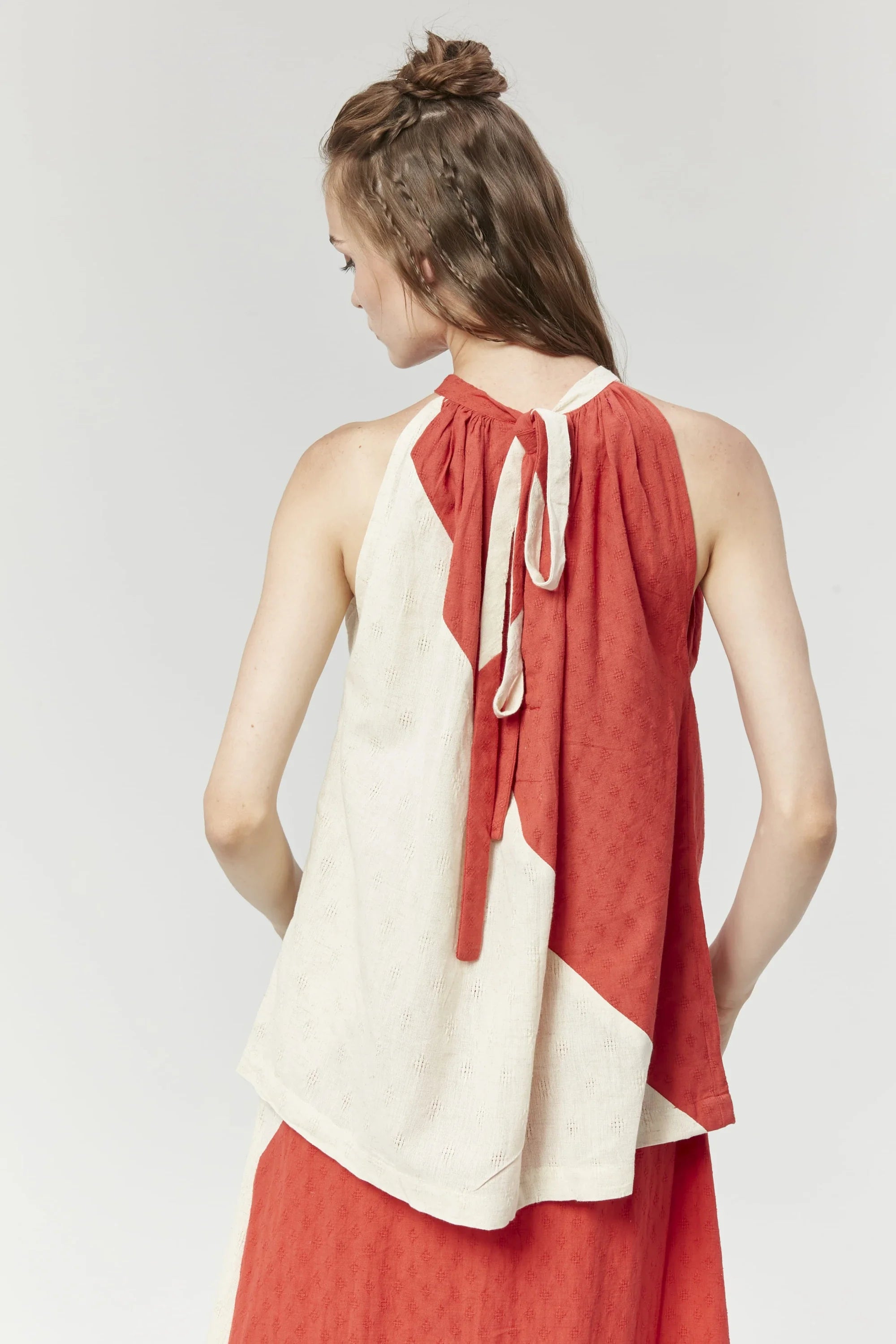 Red Sydney Top in handwoven Dobby Cotton by White Canvas - Image 3