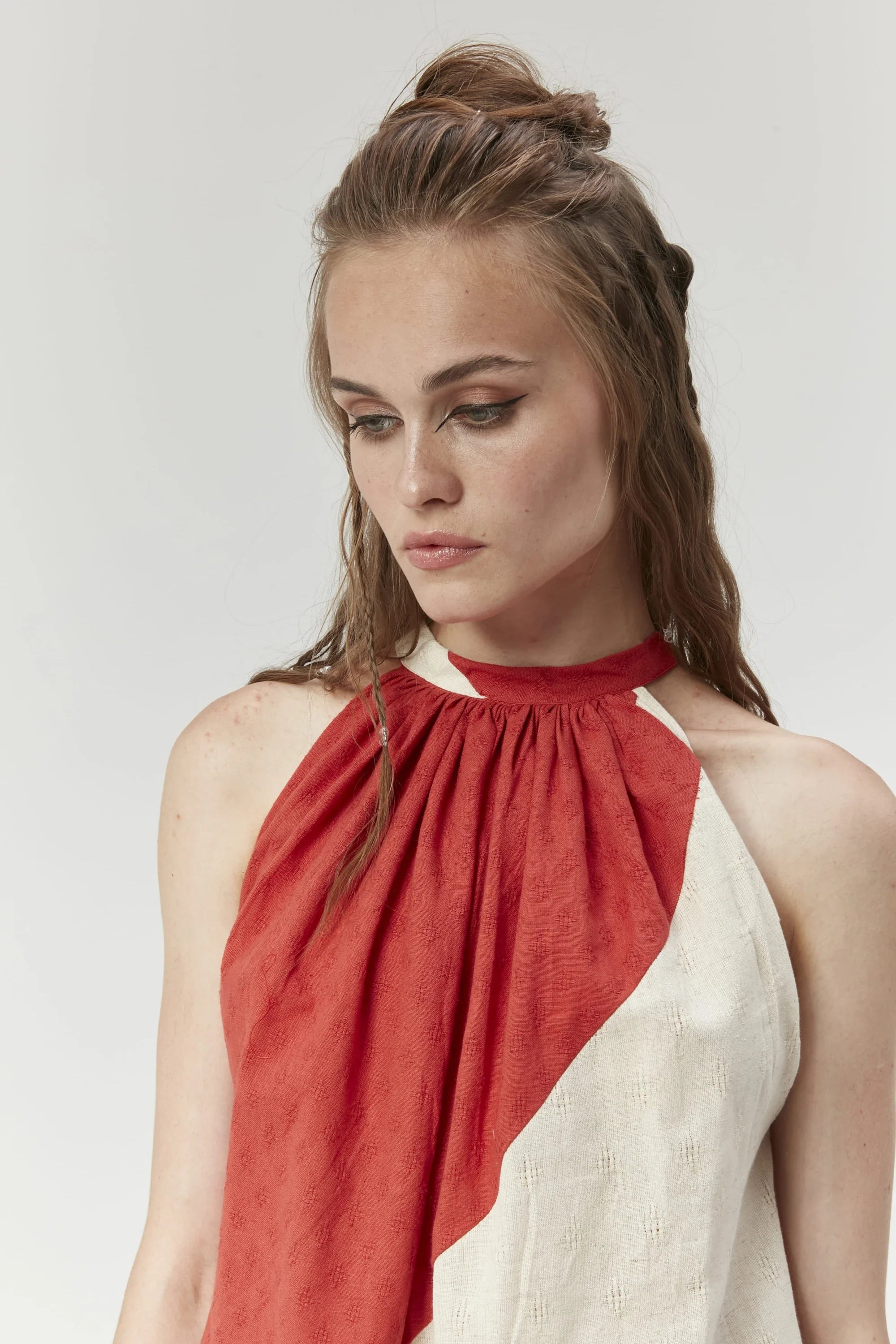 Red Sydney Top in handwoven Dobby Cotton by White Canvas - Image 4