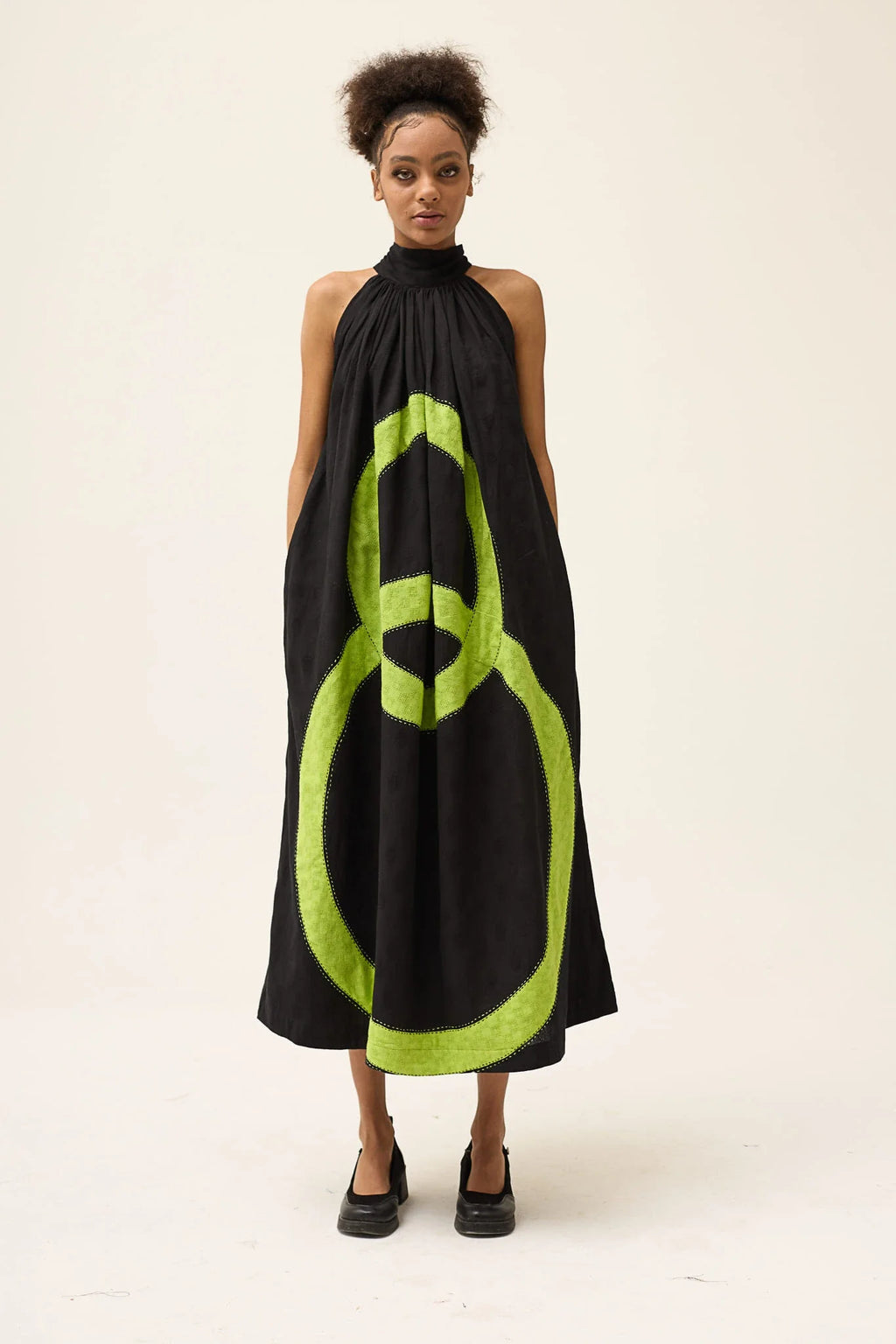 Green Ashes Dress in handwoven Dobby Cotton by White Canvas - Image 1