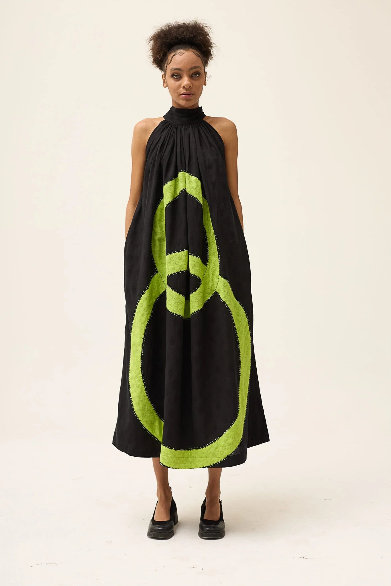 Green Ashes Dress in handwoven Dobby Cotton by White Canvas - Image 1