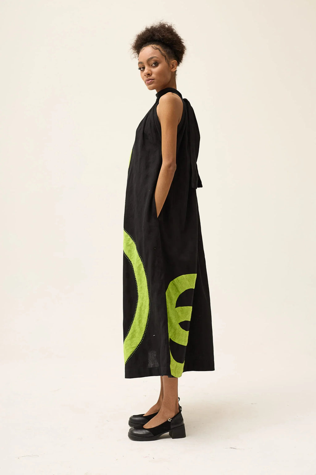 Green Ashes Dress in handwoven Dobby Cotton by White Canvas - Image 3