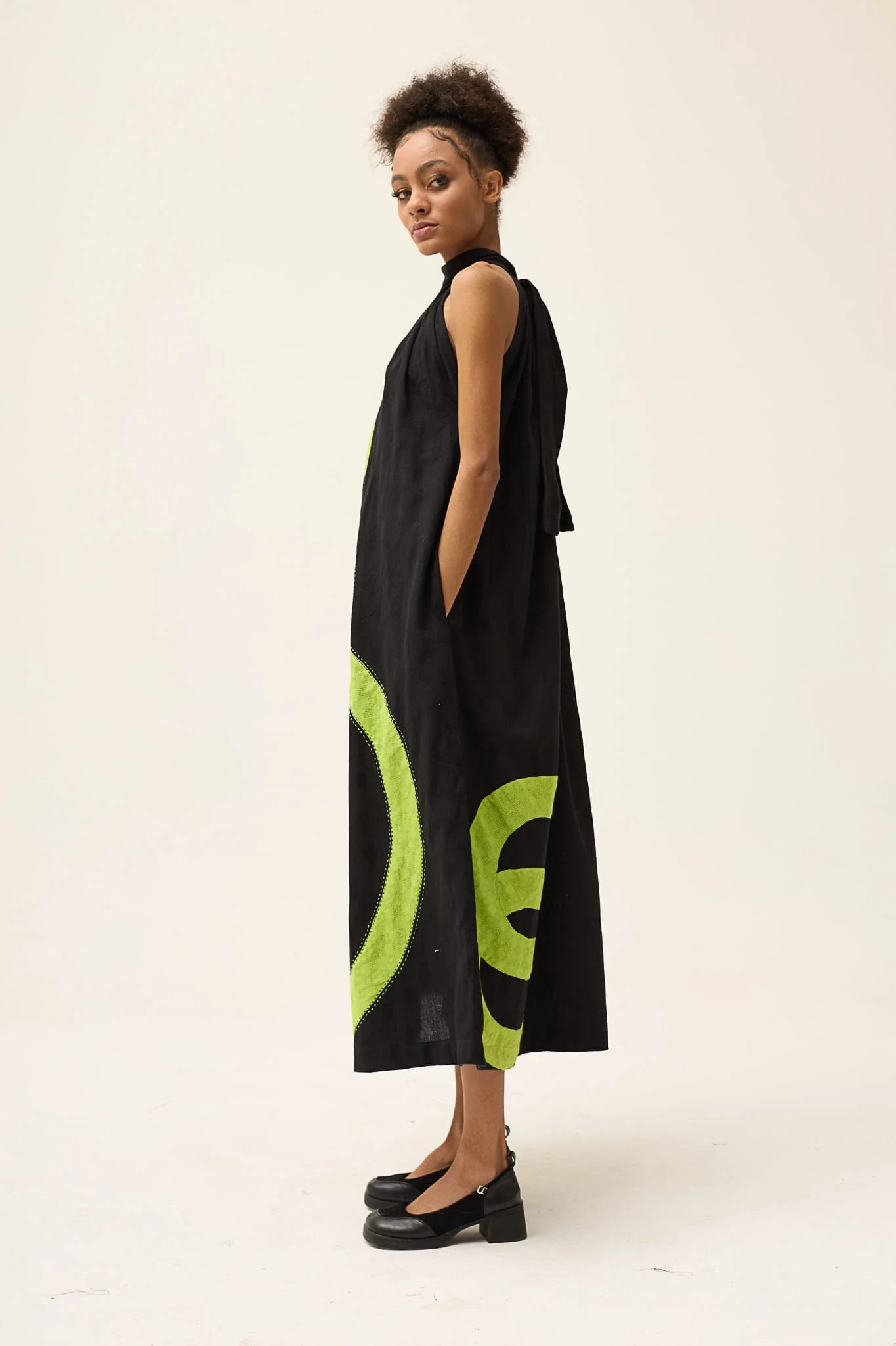 Green Ashes Dress in handwoven Dobby Cotton by White Canvas - Image 3