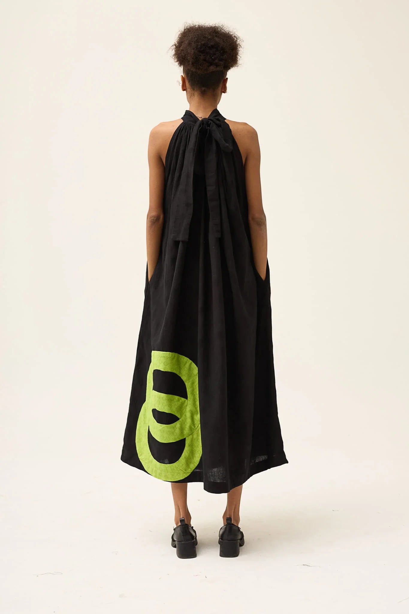 Green Ashes Dress in handwoven Dobby Cotton by White Canvas - Image 4