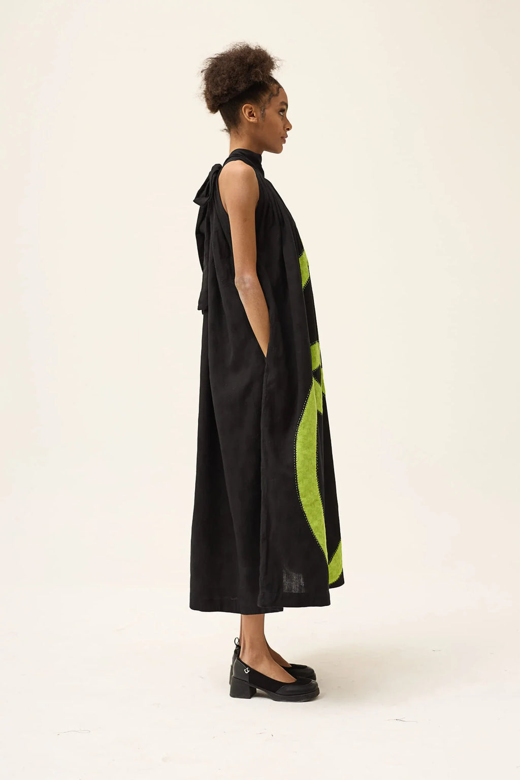 Green Ashes Dress in handwoven Dobby Cotton by White Canvas - Image 5