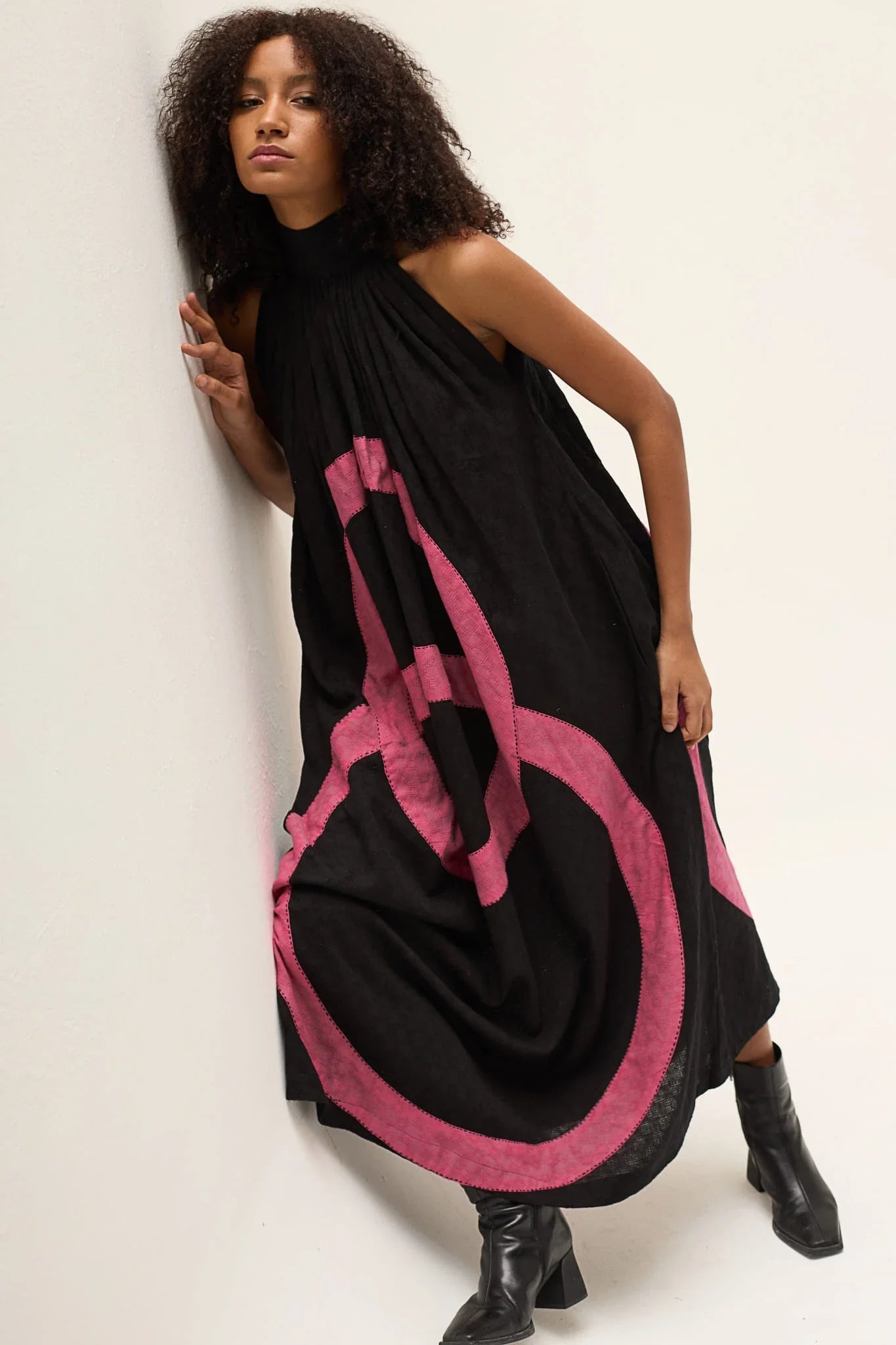 Pink Ashes Dress in handwoven Dobby Cotton by White Canvas - Image 2