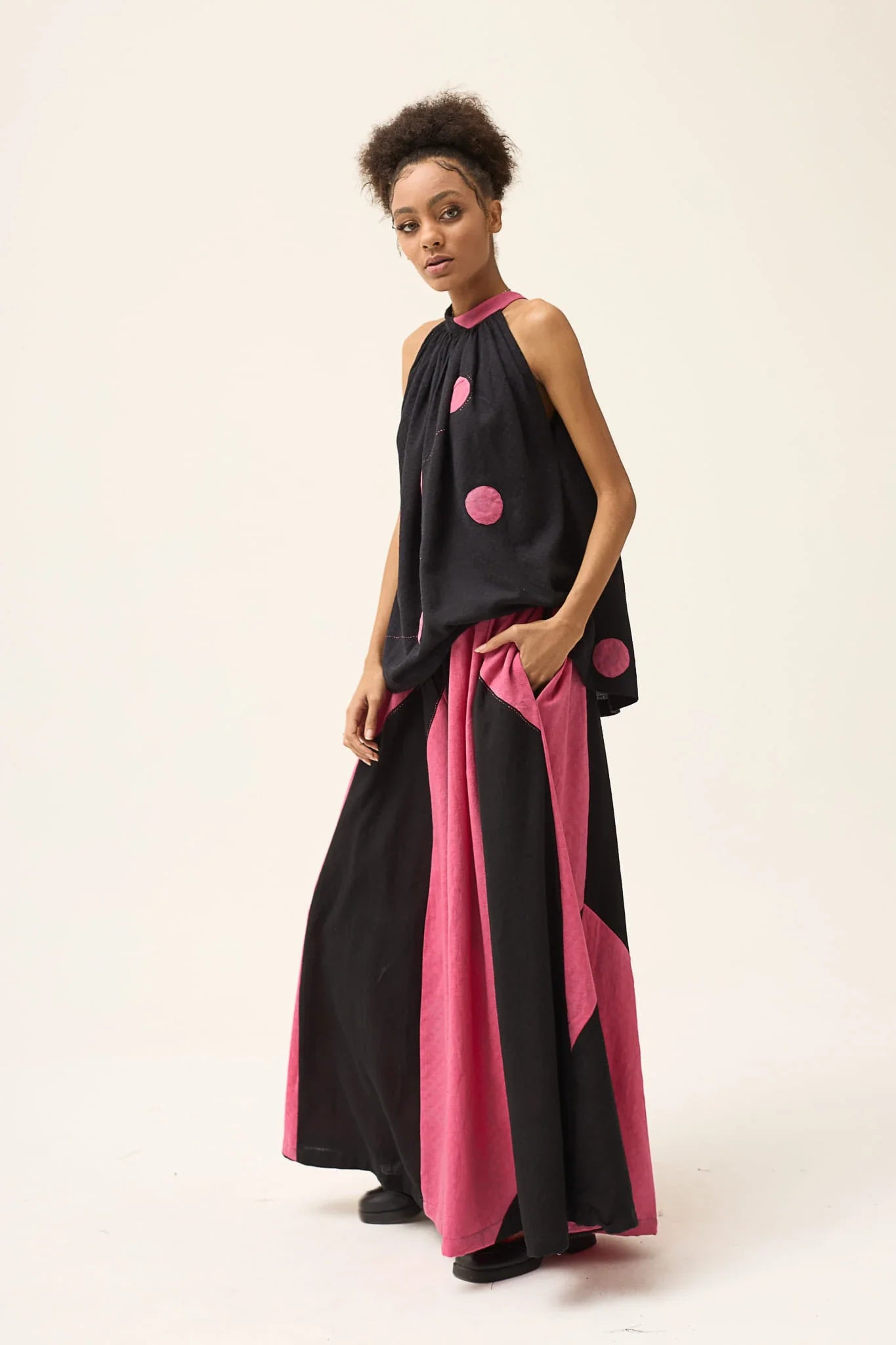 Pink Polka Ashes Top in handwoven Dobby Cotton by White Canvas - Image 5