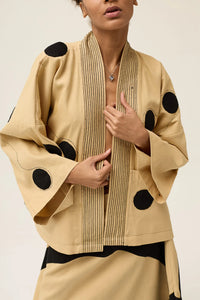Beige Polka Blush Jacket in organic Drill Cotton by White Canvas - Image 1