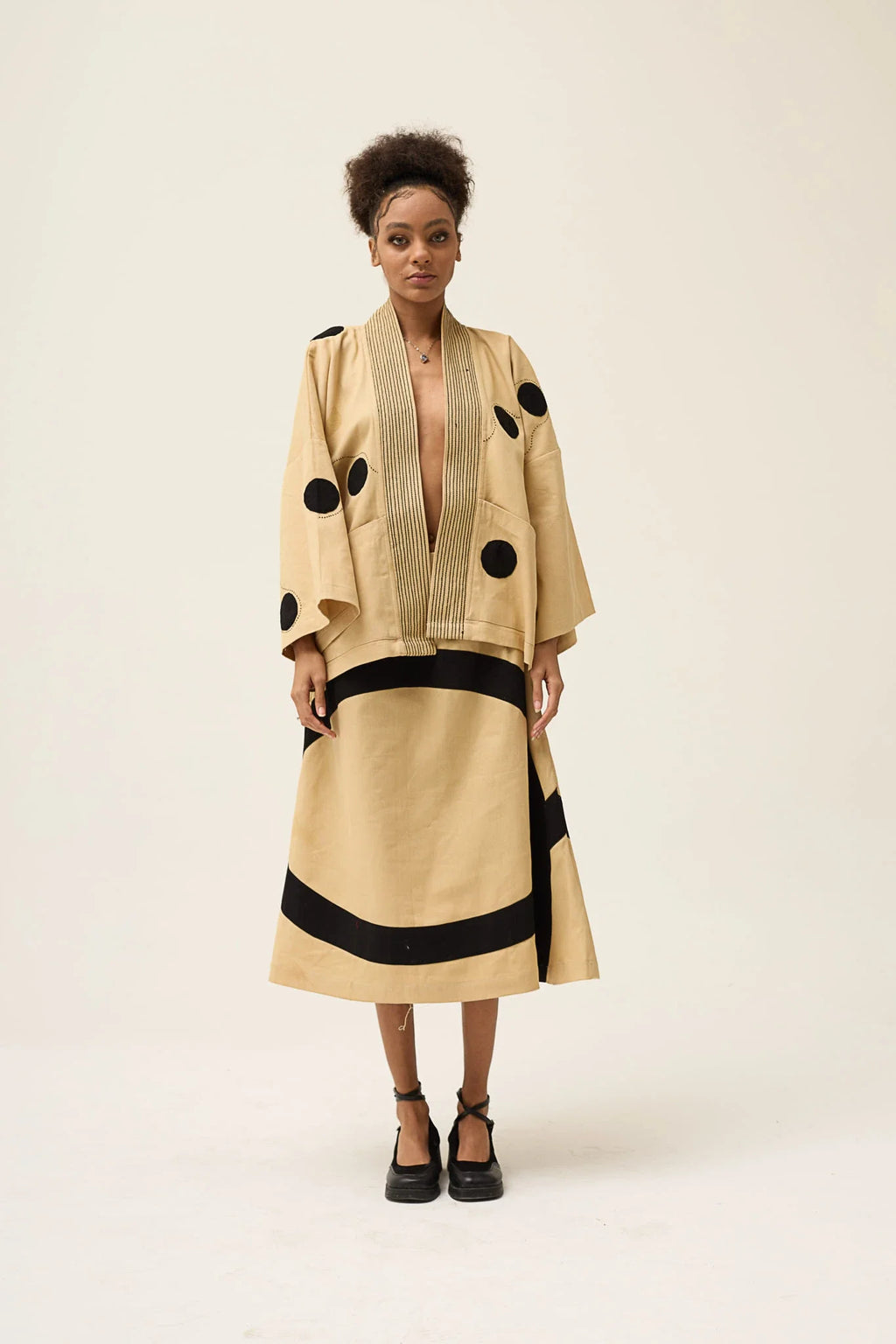 Beige Polka Blush Jacket in organic Drill Cotton by White Canvas - Image 2