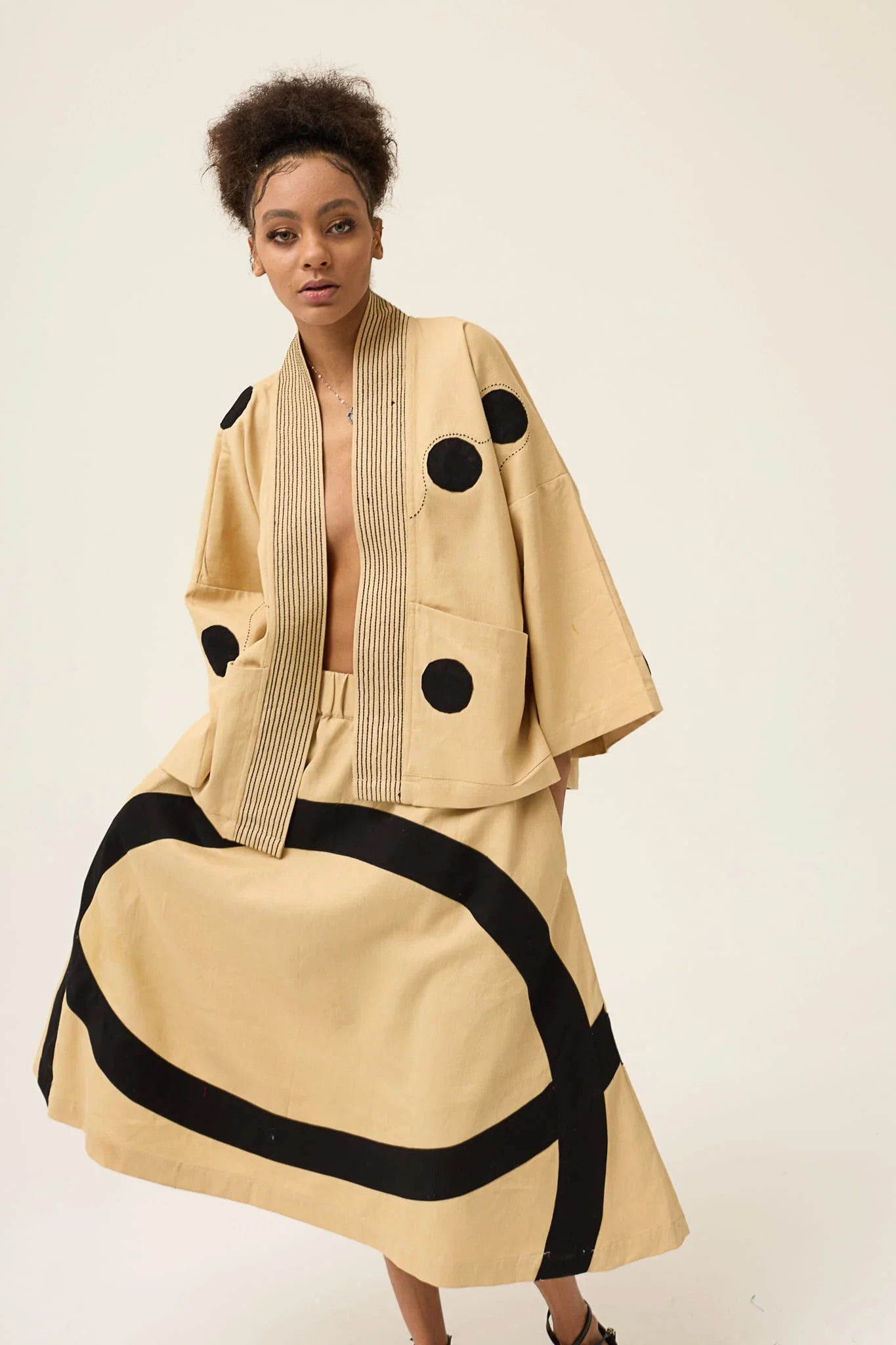 Beige Polka Blush Jacket in organic Drill Cotton by White Canvas - Image 5