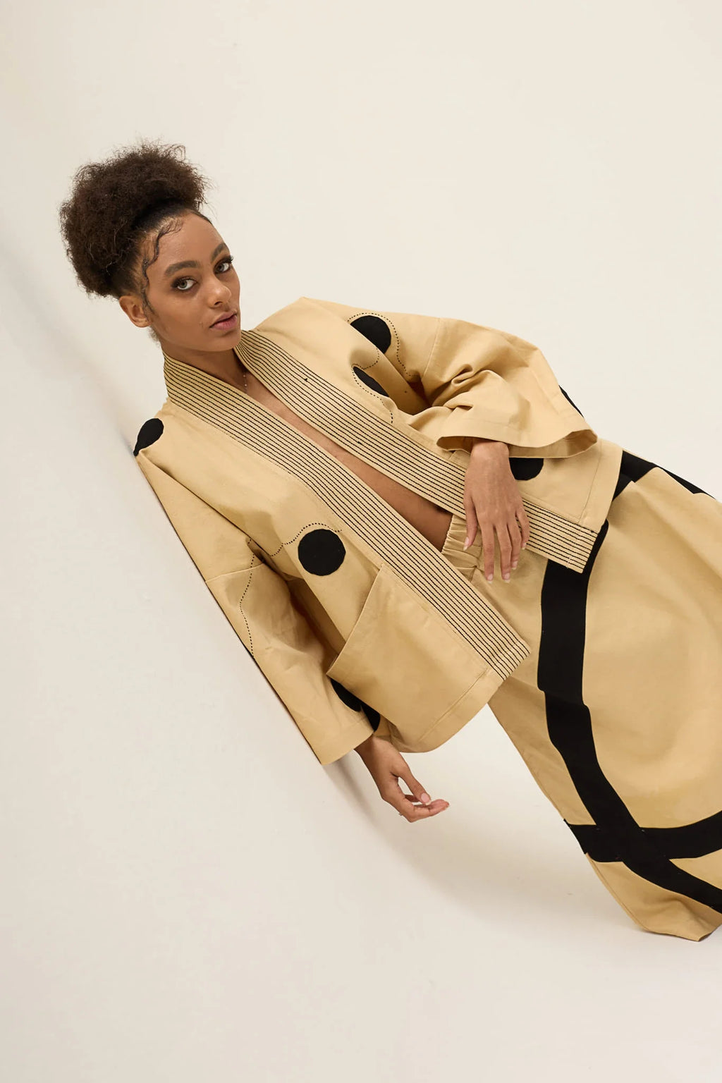 Beige Polka Blush Jacket in organic Drill Cotton by White Canvas - Image 6