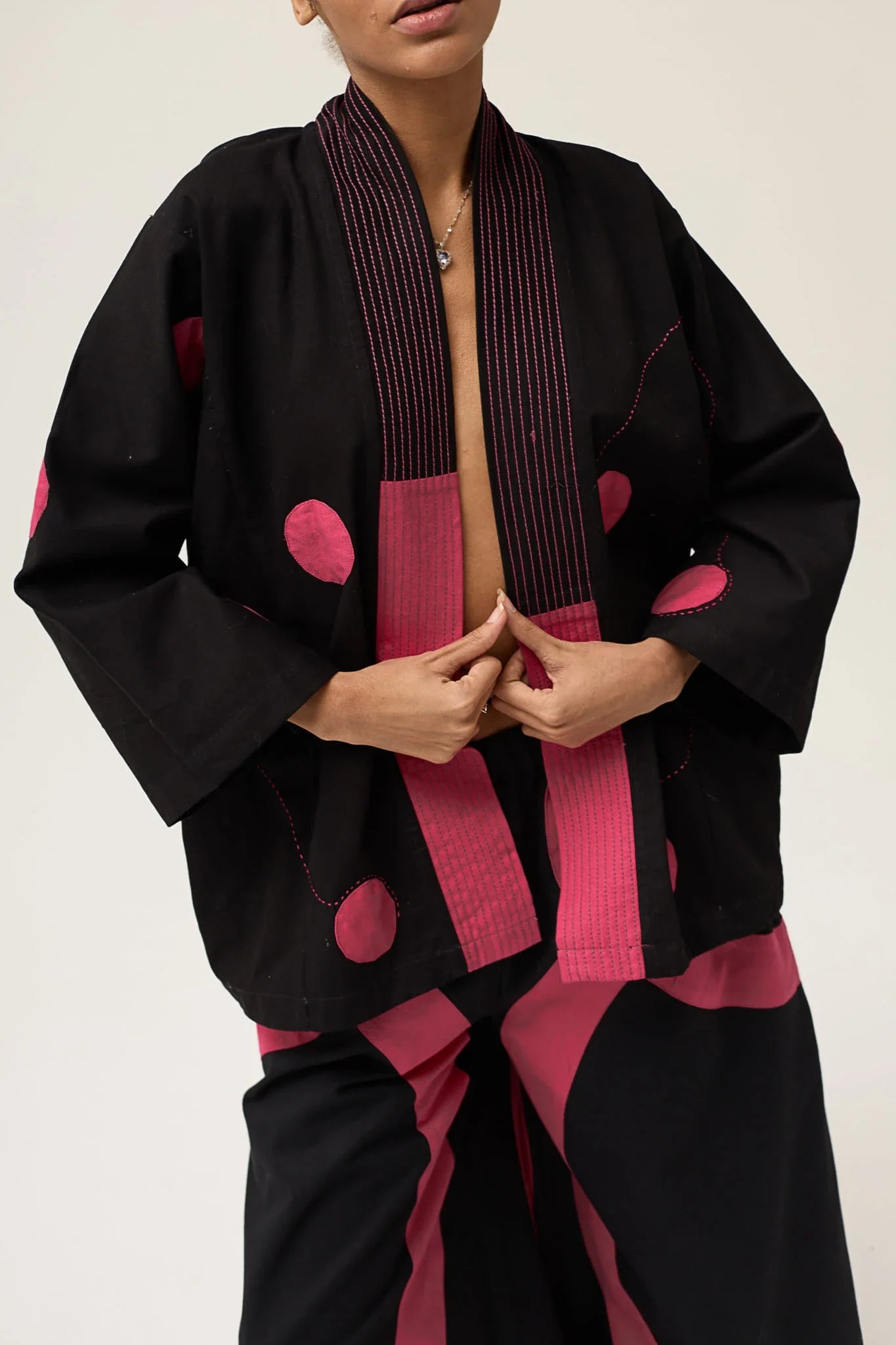 Pink Polka Blush Jacket in organic Drill Cotton by White Canvas - Image 2