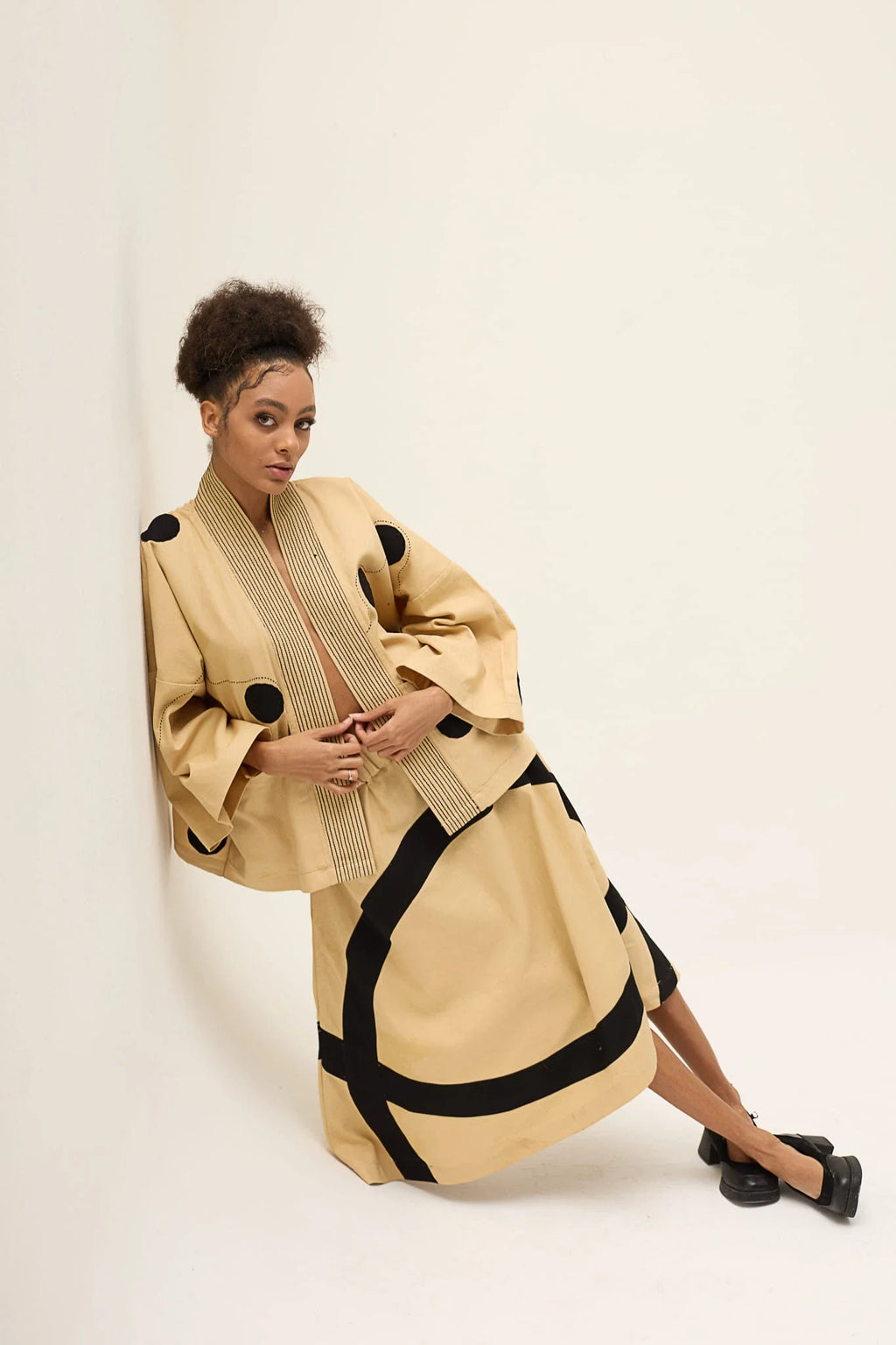 Beige Polka Blush Set in organic Drill Cotton by White Canvas - Image 2