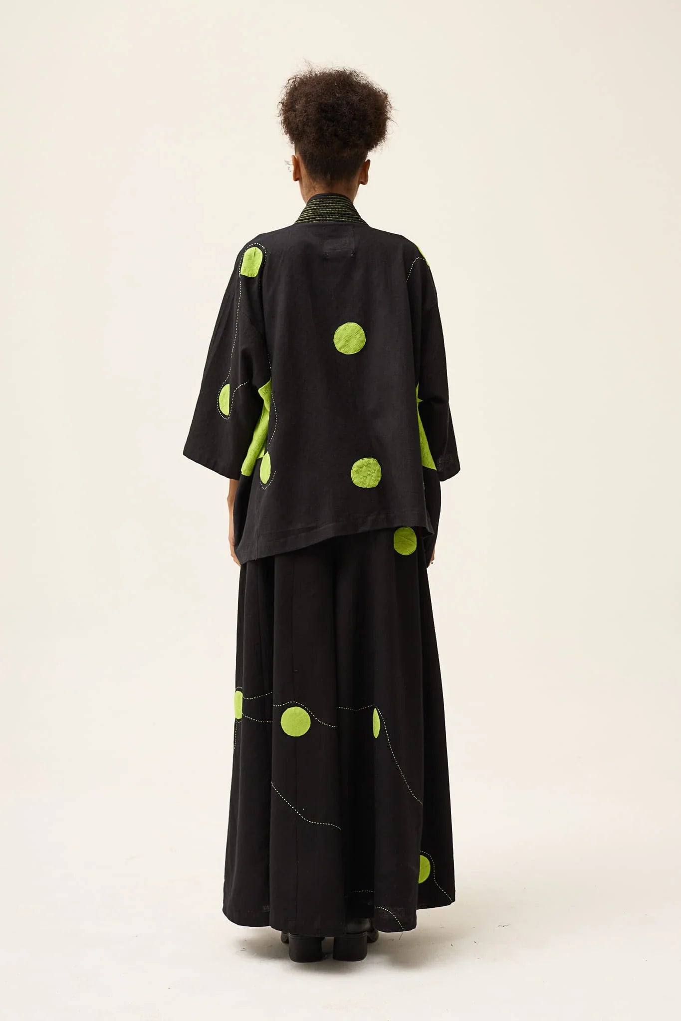 Green Polka Blush Set in handwoven Dobby Cotton by White Canvas - Image 4