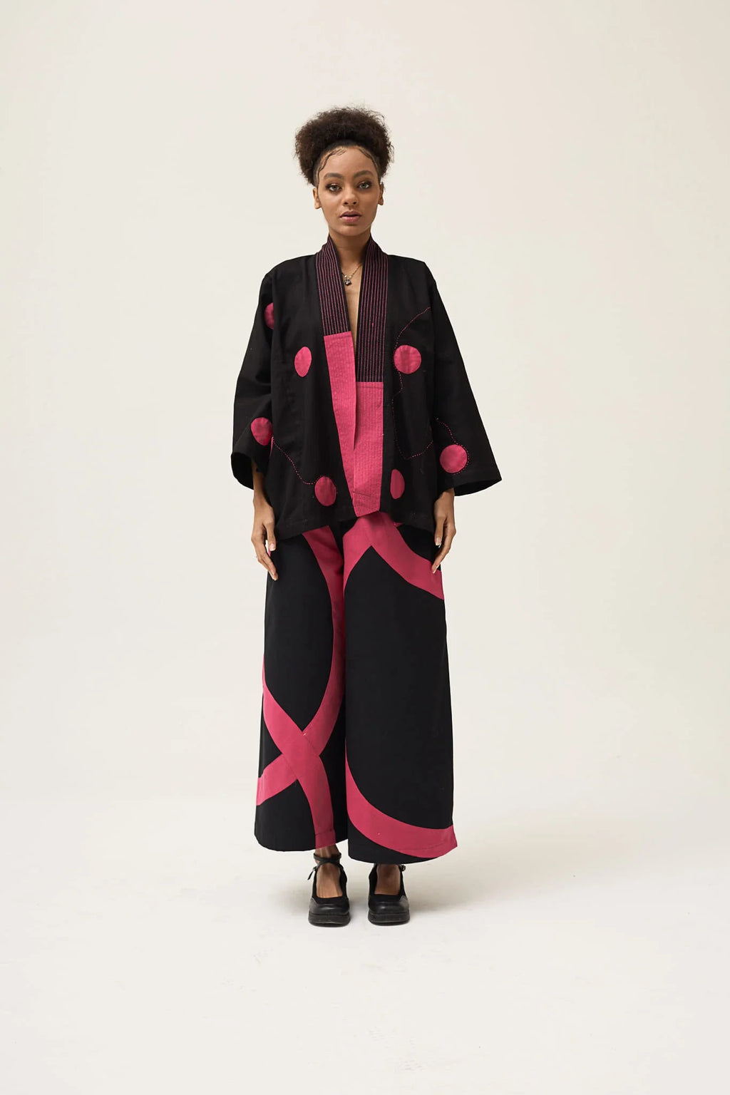 Pink Polka Blush Set in organic Drill Cotton by White Canvas - Image 1