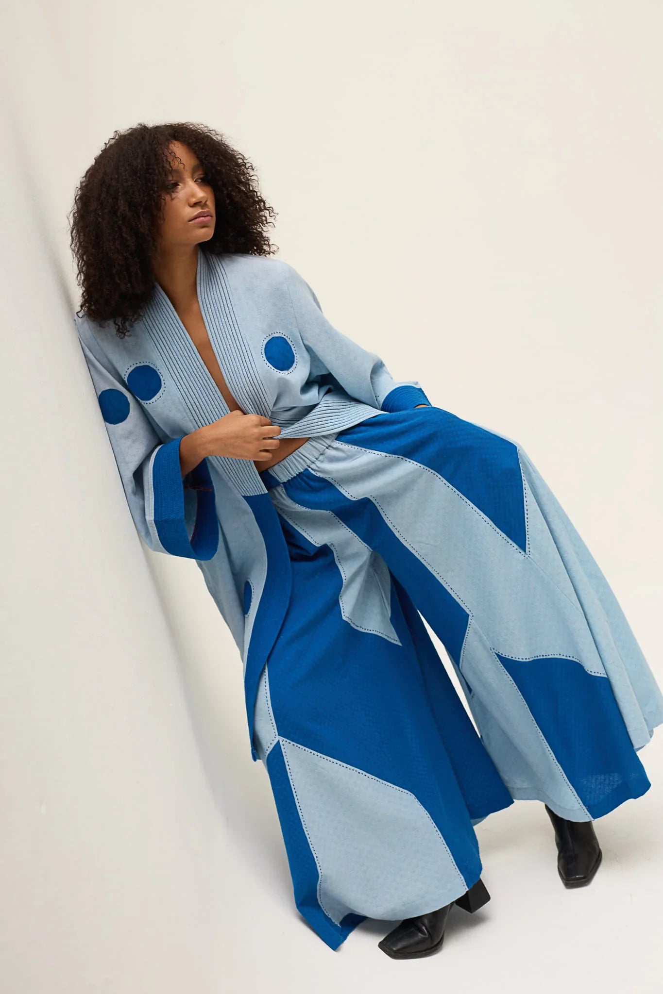 Blue Pollen Pants in handwoven Dobby Cotton by White Canvas - Image 1