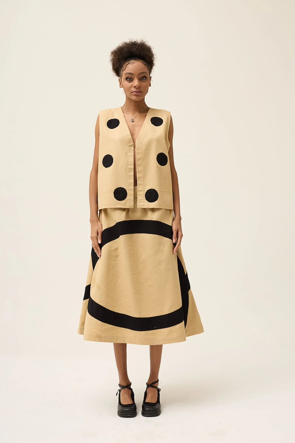 Beige Polka Petal Set in organic Drill Cotton by White Canvas - Image 2