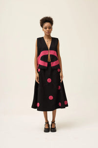 Pink Polka Petal Skirt in organic Drill Cotton by White Canvas - Image 1