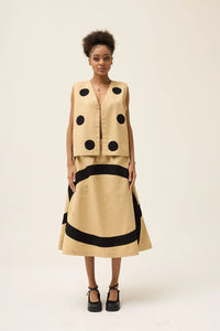 Beige Polka Petal Vest in organic Drill Cotton by White Canvas - Image 1