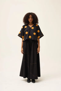 Orange Polka Ringa Set in handwoven Dobby Cotton by White Canvas - Image 1