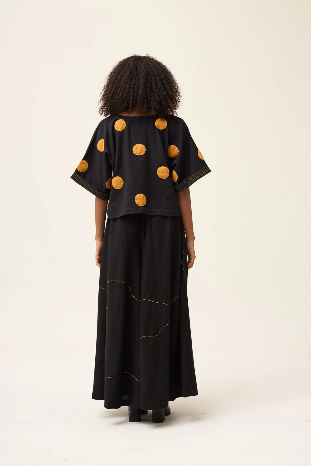 Orange Polka Ringa Set in handwoven Dobby Cotton by White Canvas - Image 4