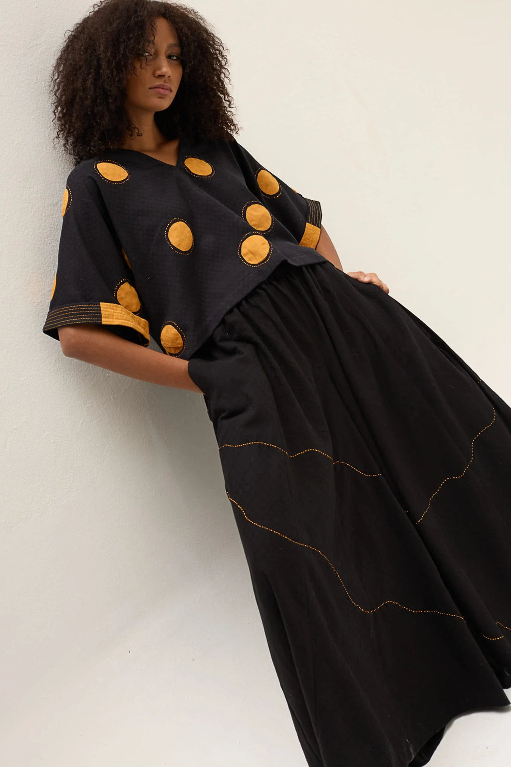 Orange Polka Ringa Top in handwoven Dobby Cotton by White Canvas - Image 2