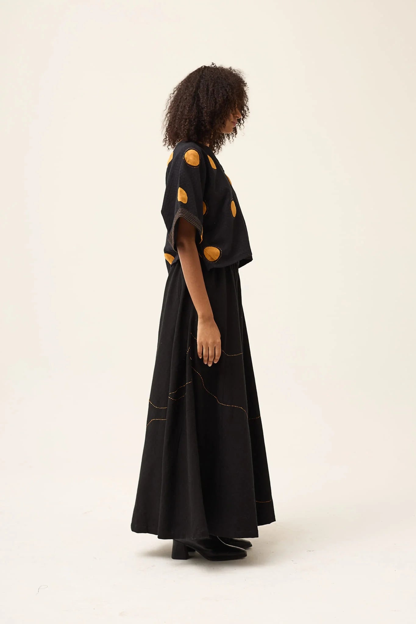 Orange Polka Ringa Top in handwoven Dobby Cotton by White Canvas - Image 3