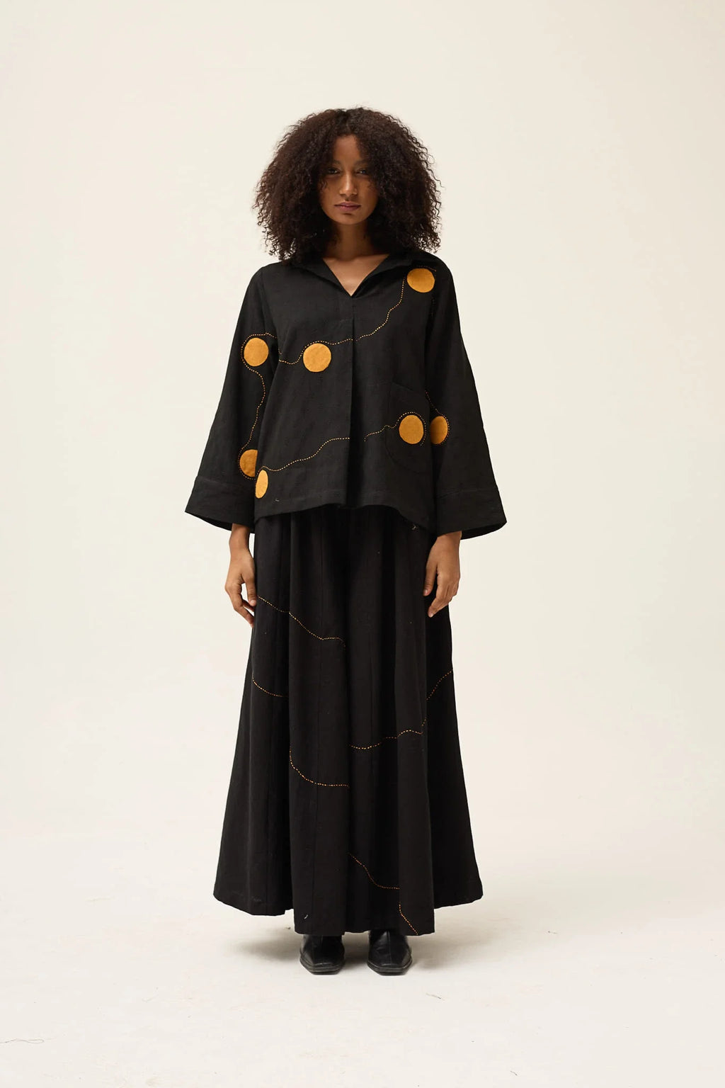 Orange Polka Shirt in handwoven Dobby Cotton by White Canvas - Image 2