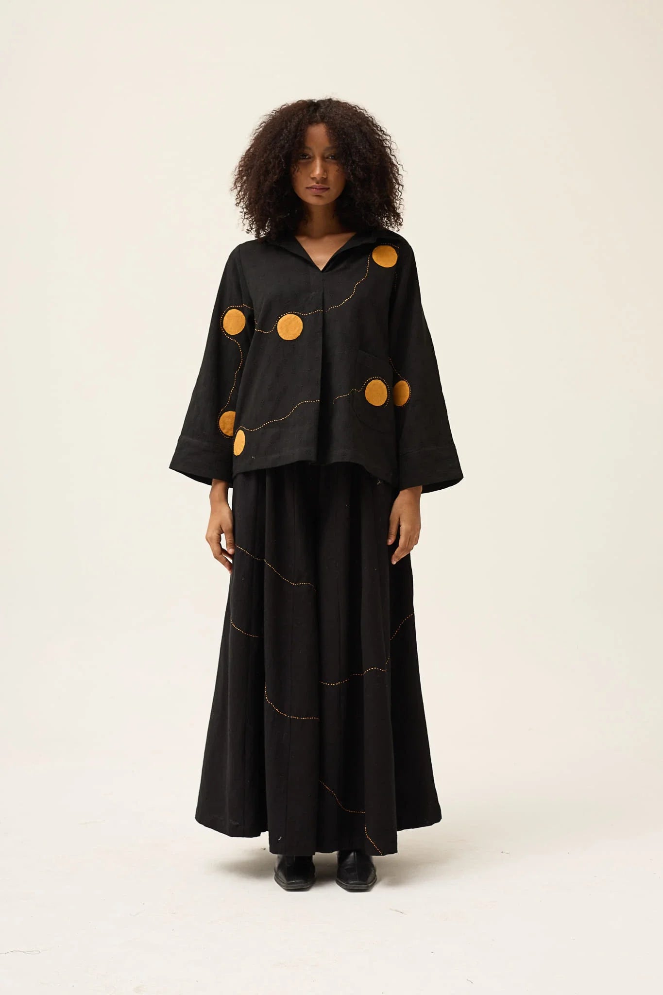 Orange Polka Shirt in handwoven Dobby Cotton by White Canvas - Image 2