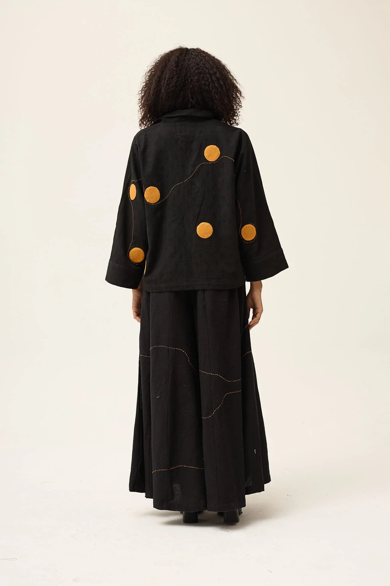 Orange Polka Shirt in handwoven Dobby Cotton by White Canvas - Image 4