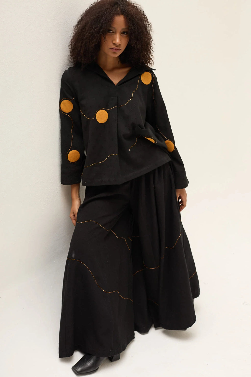 Orange Polka Shirt in handwoven Dobby Cotton by White Canvas - Image 5