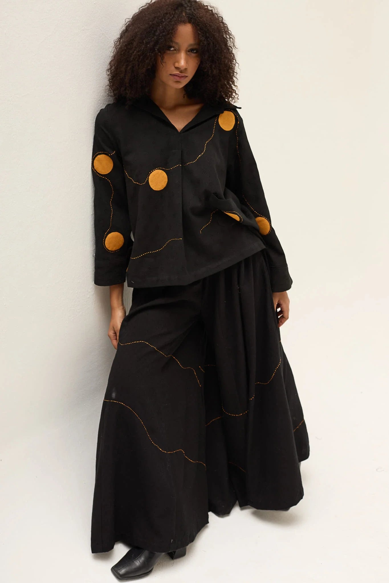 Orange Polka Shirt in handwoven Dobby Cotton by White Canvas - Image 5