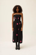 Pink Polka Twirl Dress in handwoven Dobby Cotton by White Canvas - Image 1