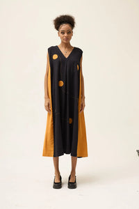 Orange Polka Wisp Dress in handwoven Dobby Cotton by White Canvas - Image 1