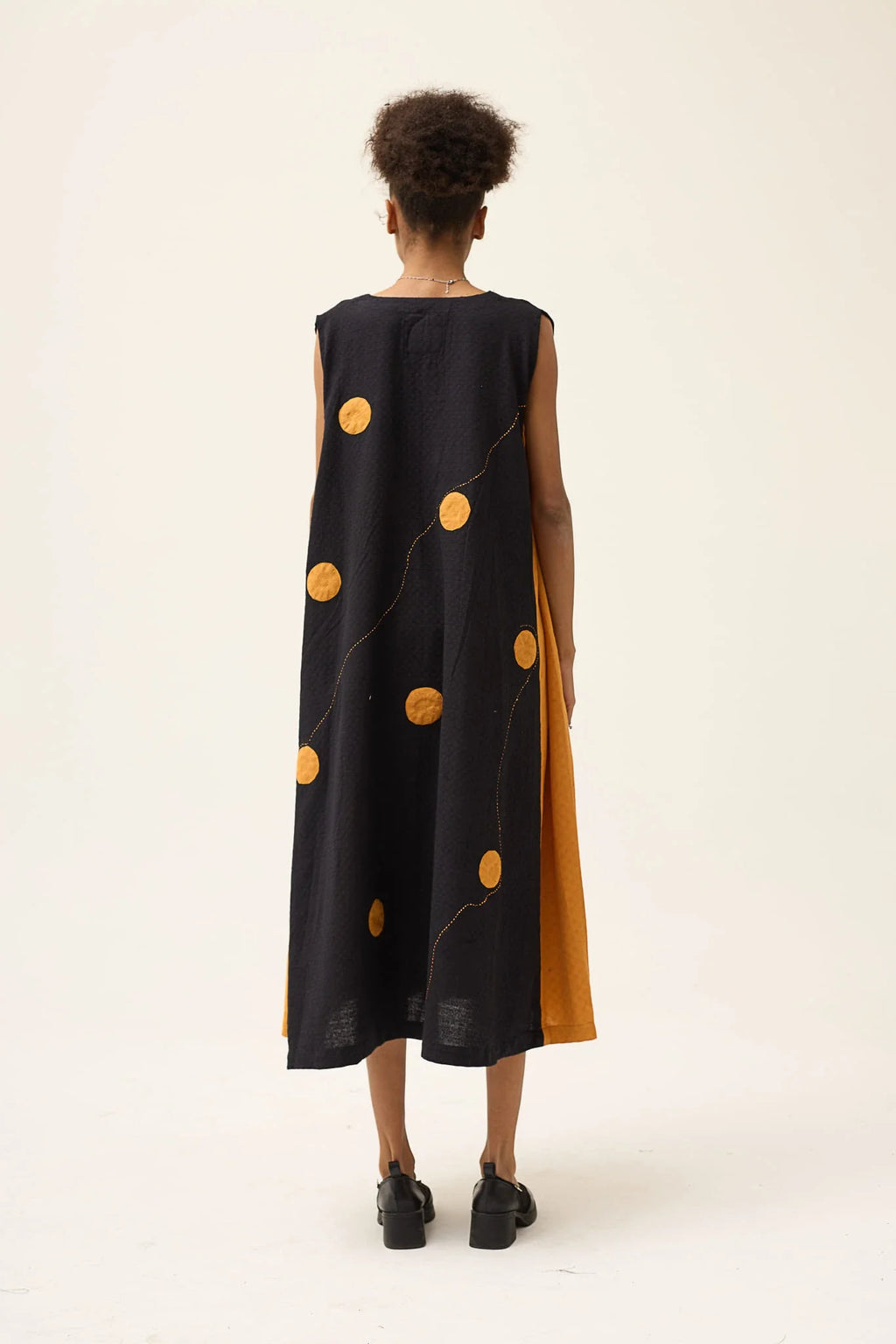 Orange Polka Wisp Dress in handwoven Dobby Cotton by White Canvas - Image 4