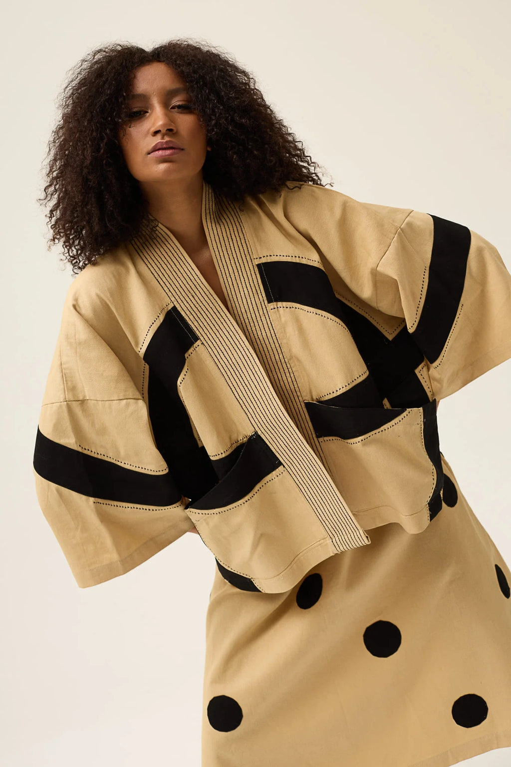 Beige Ring Blush Set in organic Drill Cotton by White Canvas - Image 3