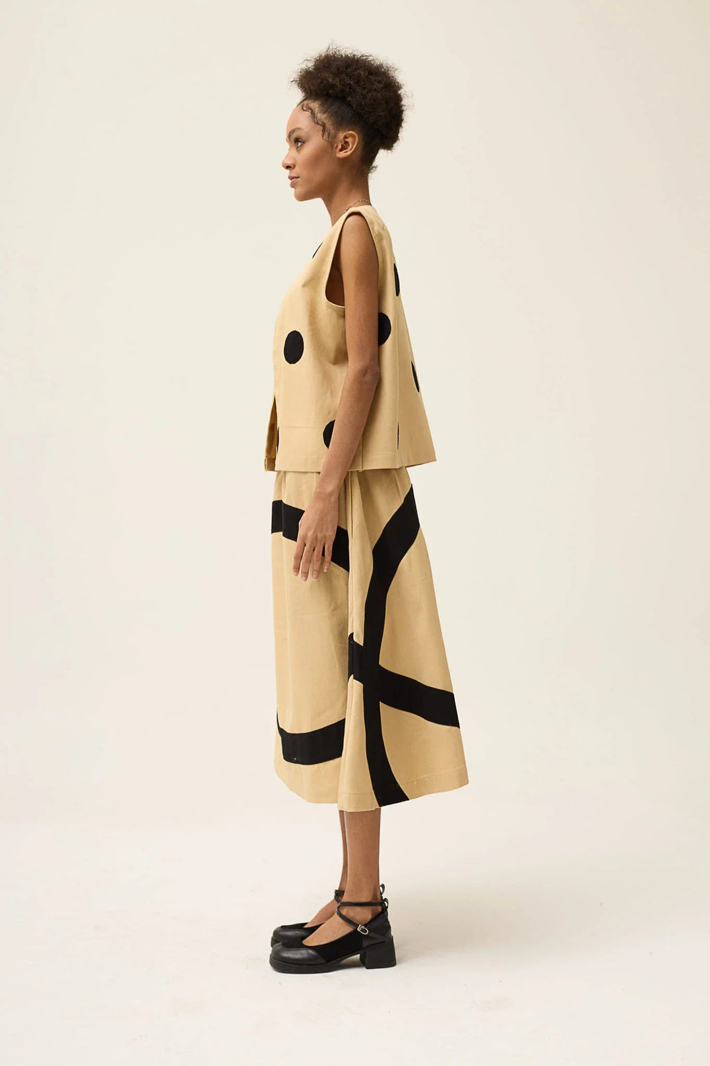 Beige Ring Petal Skirt in organic Drill Cotton by White Canvas - Image 3