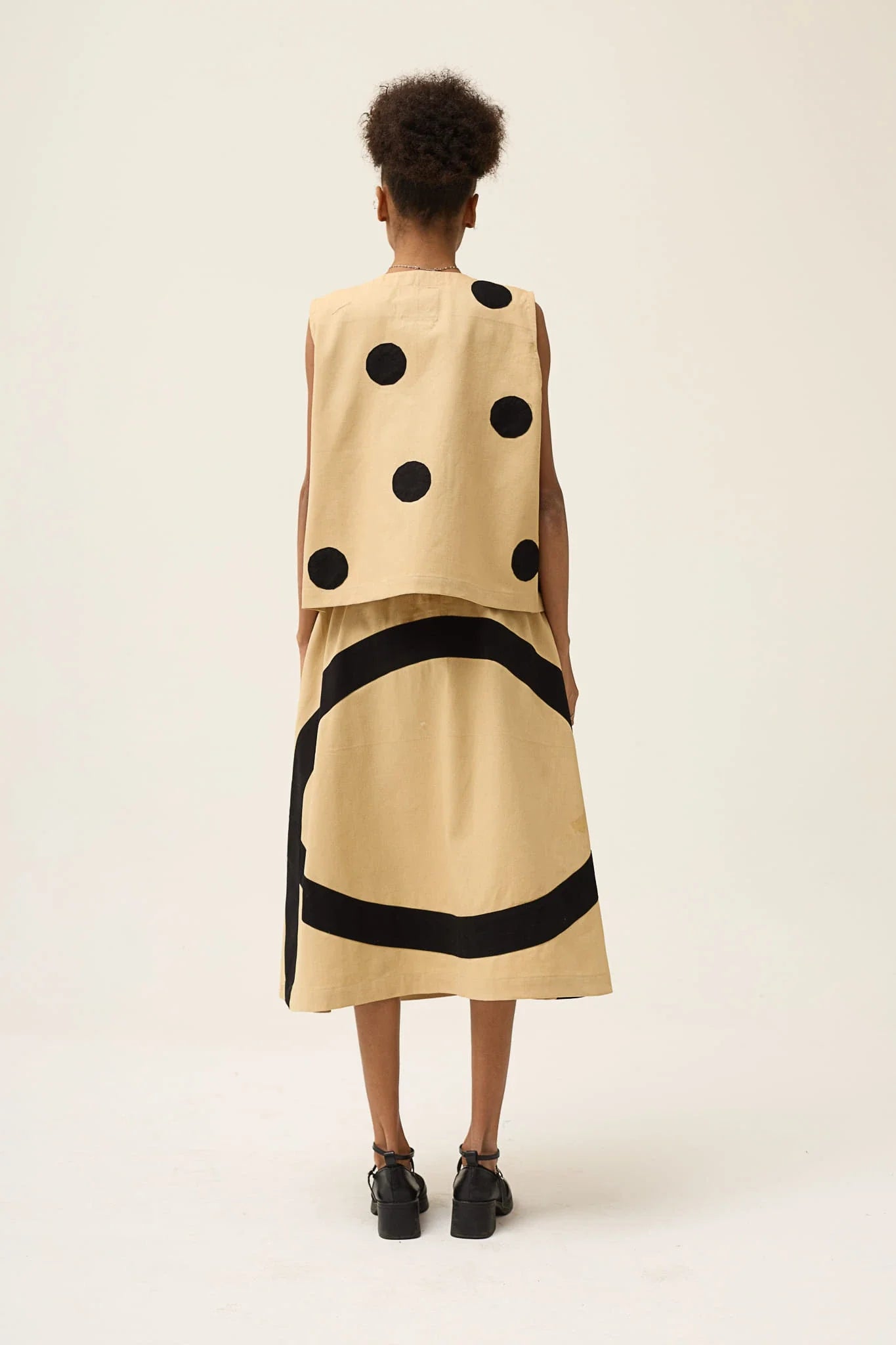 Beige Ring Petal Skirt in organic Drill Cotton by White Canvas - Image 4