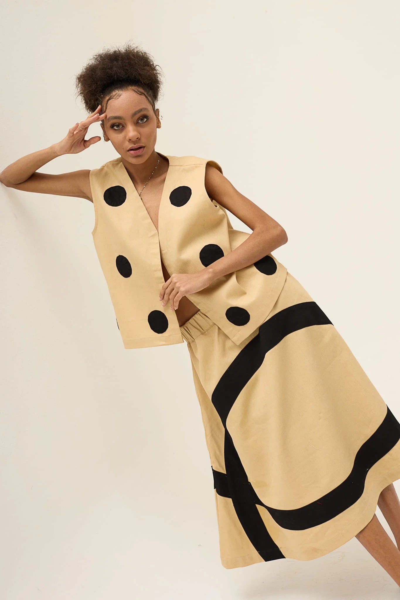 Beige Ring Petal Skirt in organic Drill Cotton by White Canvas - Image 6