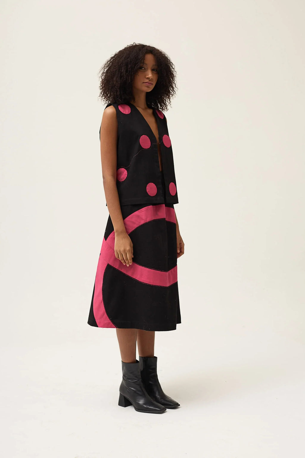 Pink Ring Petal Skirt in organic Drill Cotton by White Canvas - Image 3