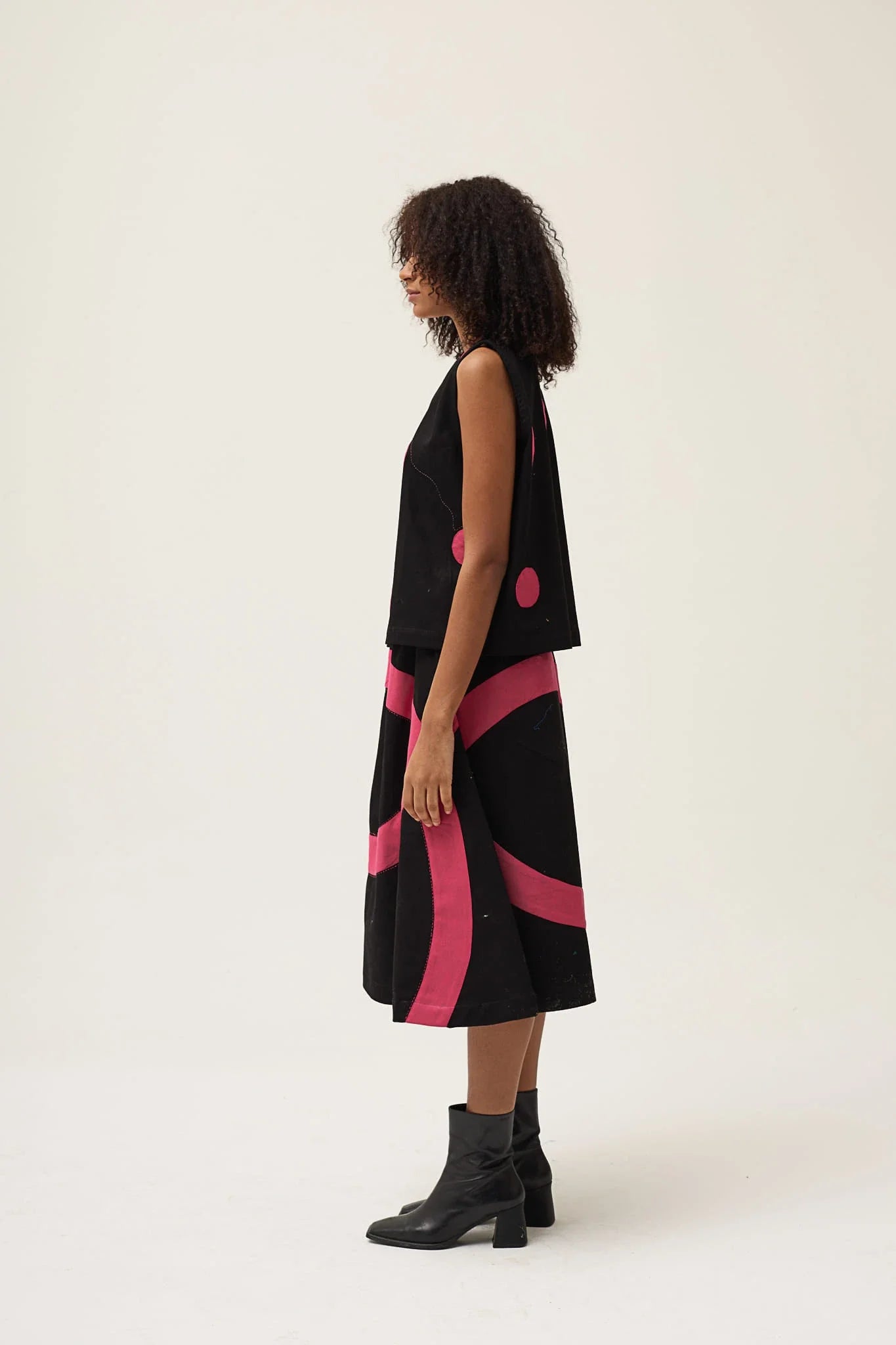 Pink Ring Petal Skirt in organic Drill Cotton by White Canvas - Image 5