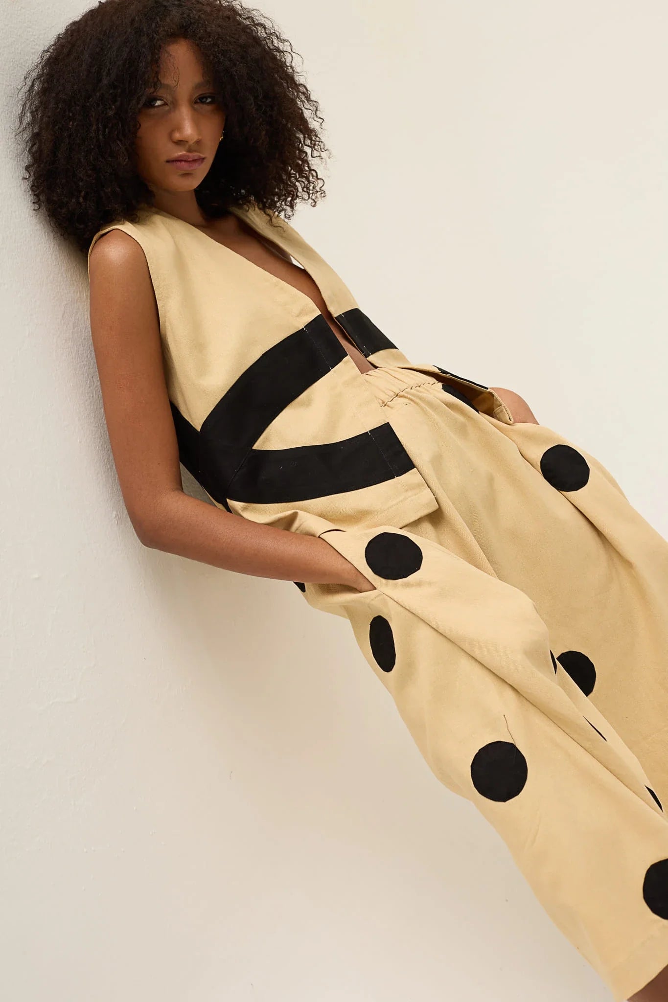 Beige Ring Petal Vest in organic Drill Cotton by White Canvas - Image 2