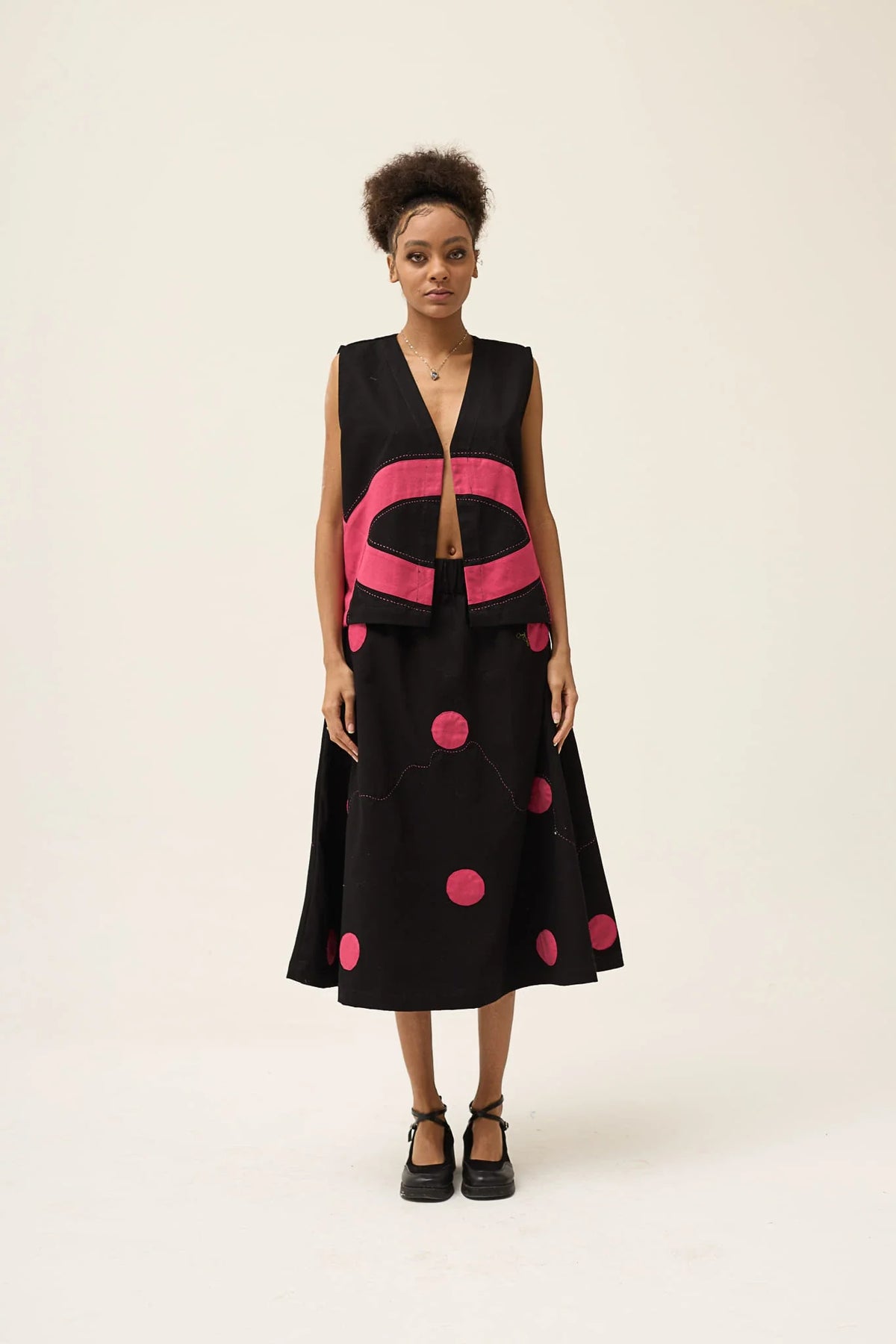 Pink Ring Petal Vest in organic Drill Cotton by White Canvas - Image 1