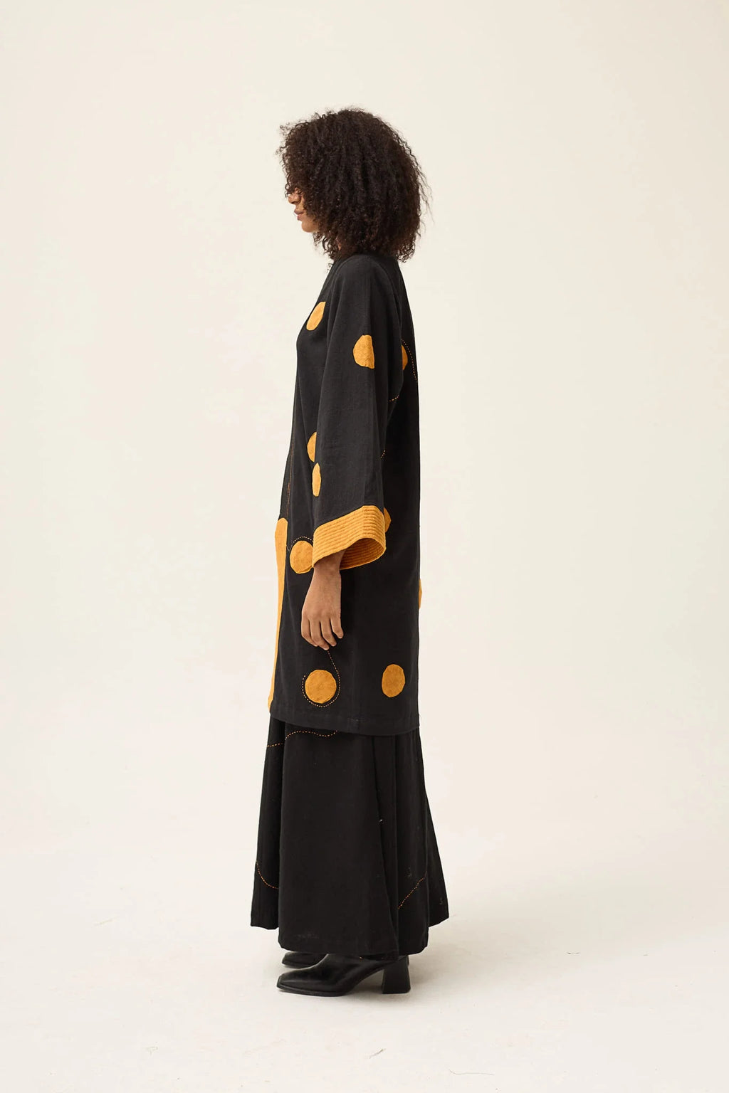 Orange Whirl Polka Jacket in handwoven Dobby Cotton by White Canvas - Image 5