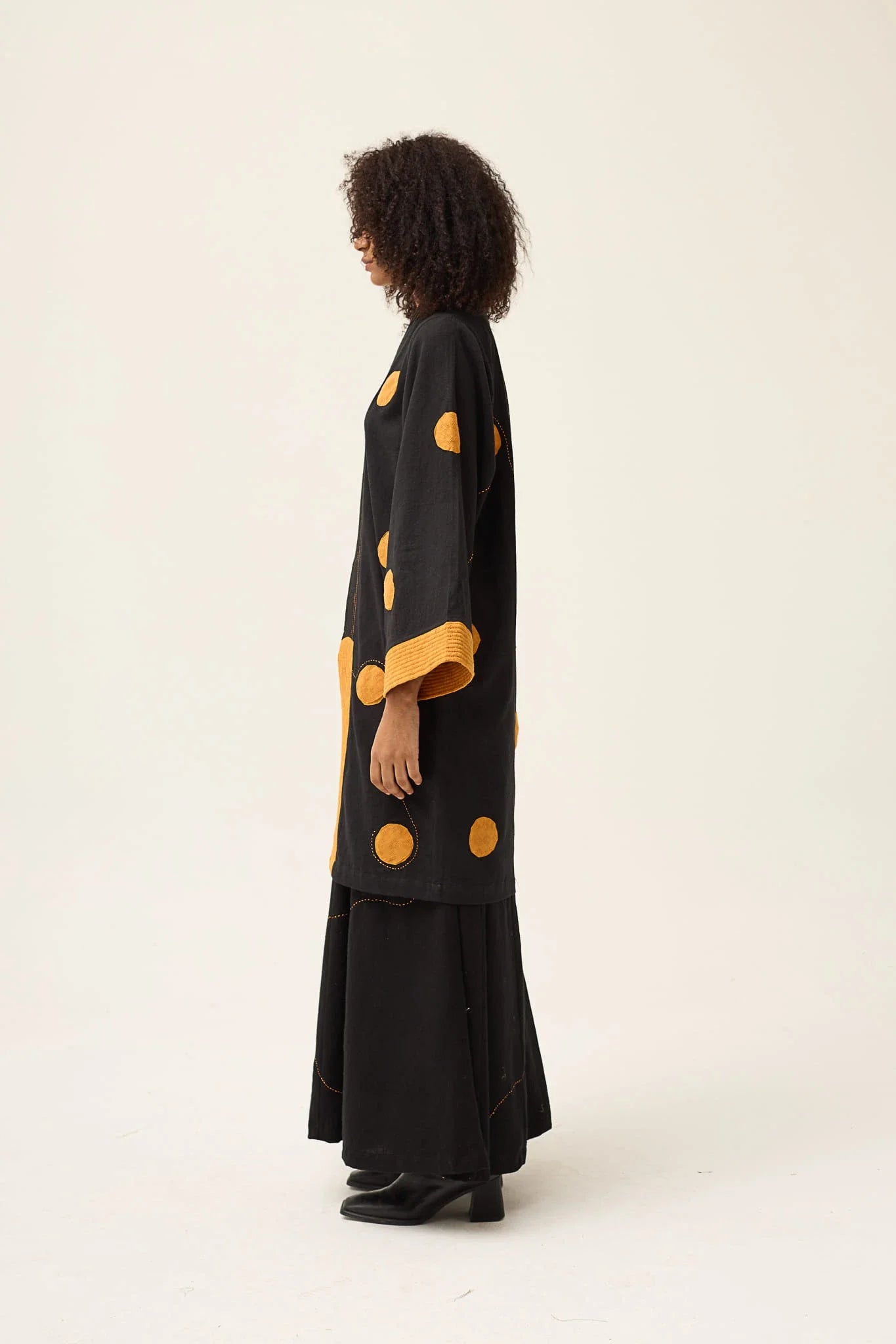 Orange Whirl Polka Jacket in handwoven Dobby Cotton by White Canvas - Image 5