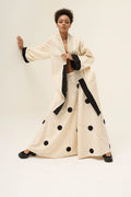 Cream Whirl Polka Set in handwoven Dobby Cotton by White Canvas - Image 1