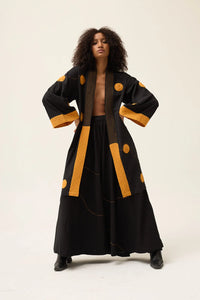 Orange Whirl Polka Set in handwoven Dobby Cotton by White Canvas - Image 1