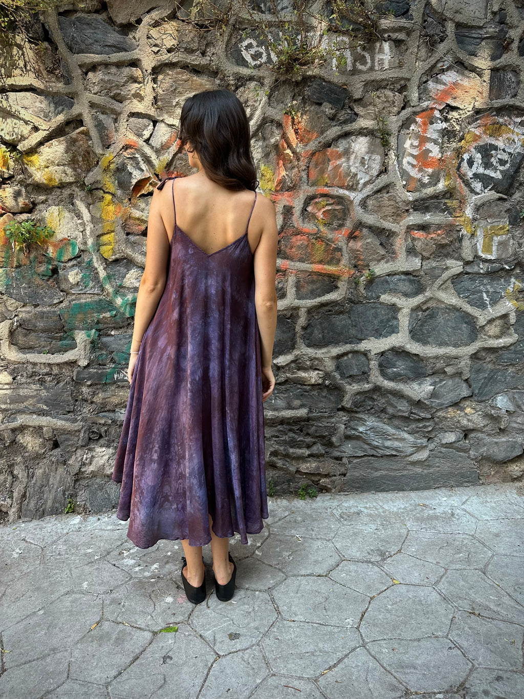 purple silk dress
