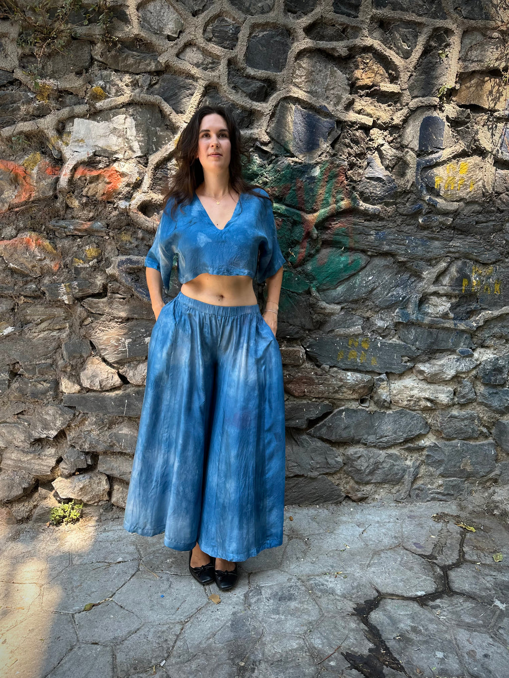 Blue Silk Nikki Pants